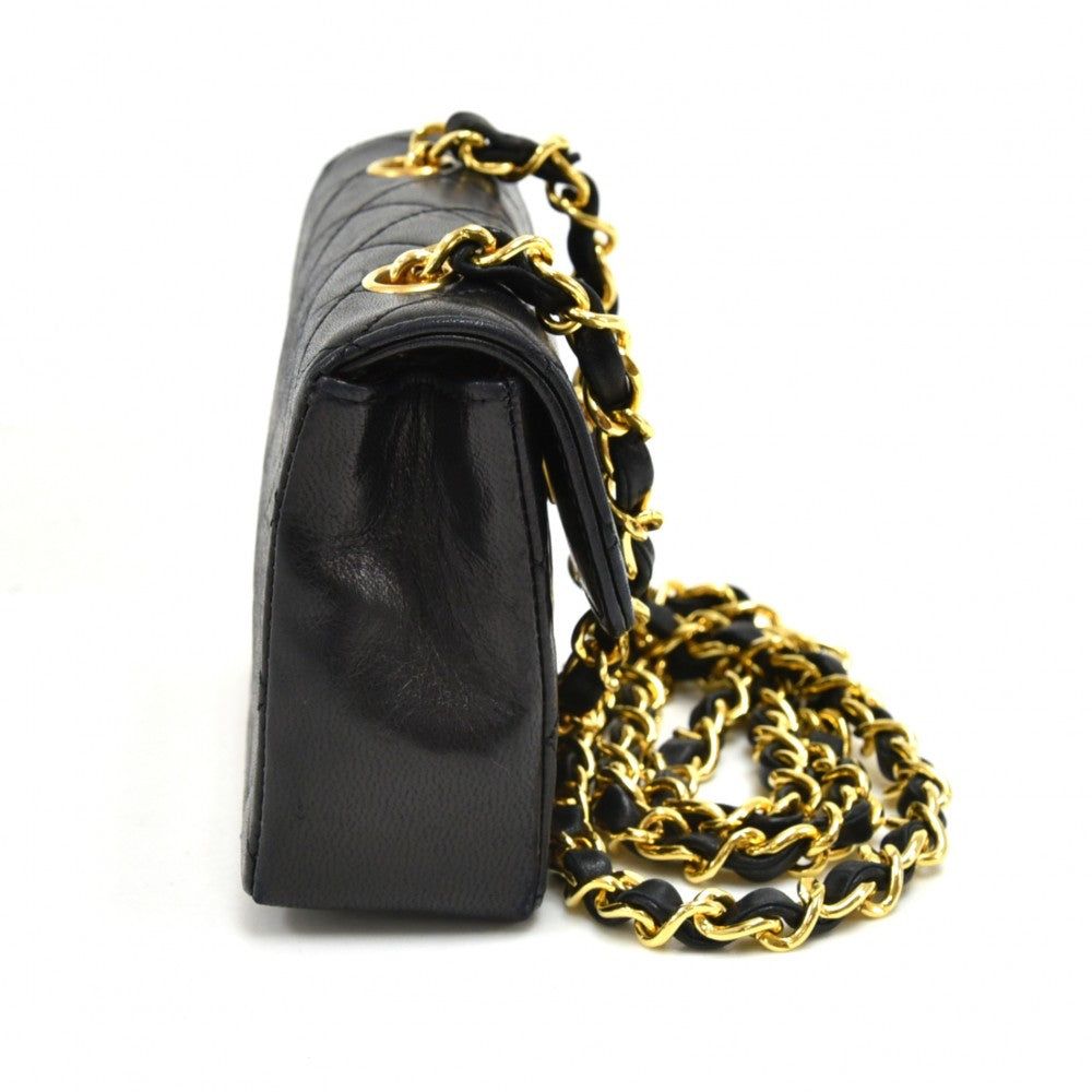 lambskin leather micro mini flap bag