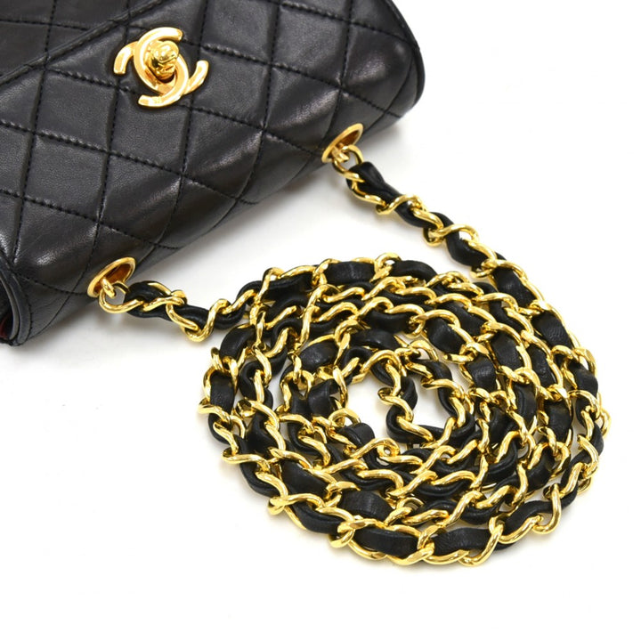 lambskin leather micro mini flap bag