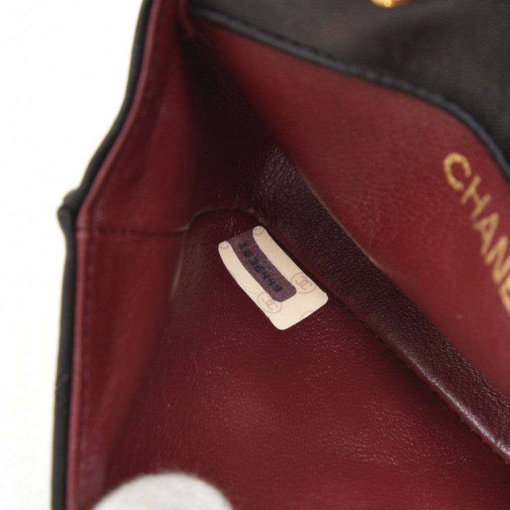 lambskin leather micro mini flap bag