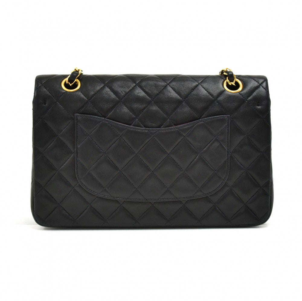 double flap quilted lambskin leather shoulder bag