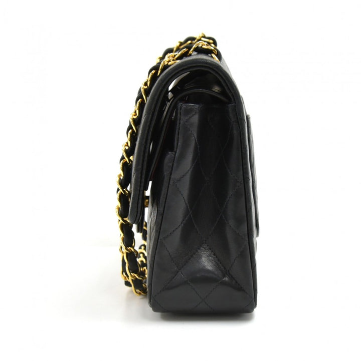 double flap quilted lambskin leather shoulder bag