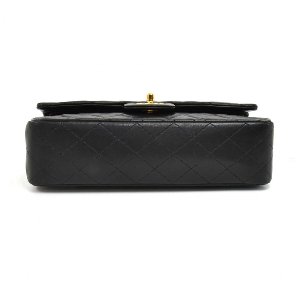 double flap quilted lambskin leather shoulder bag