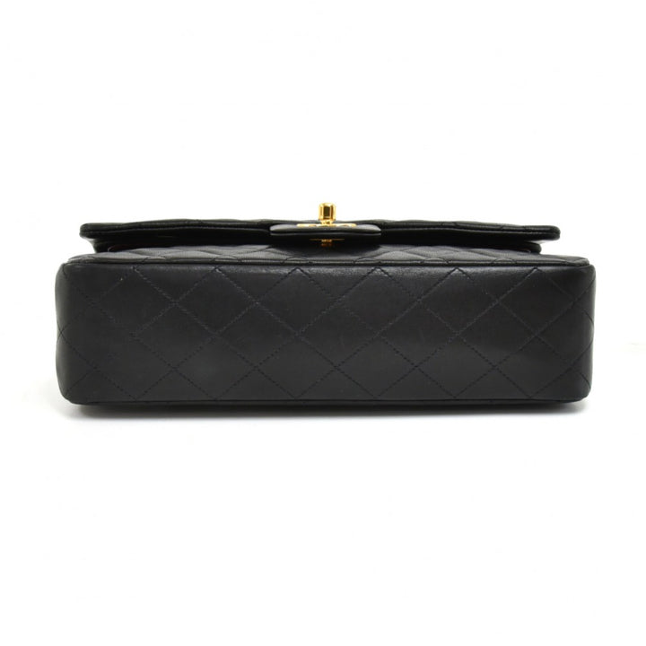 double flap quilted lambskin leather shoulder bag