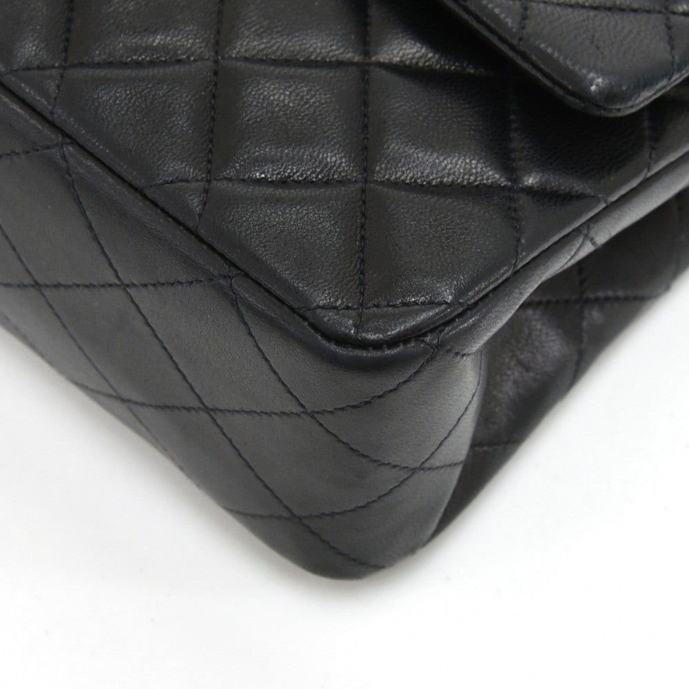 double flap quilted lambskin leather shoulder bag