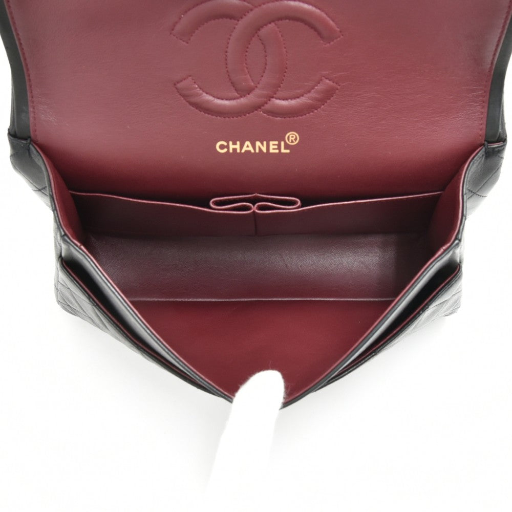 double flap quilted lambskin leather shoulder bag
