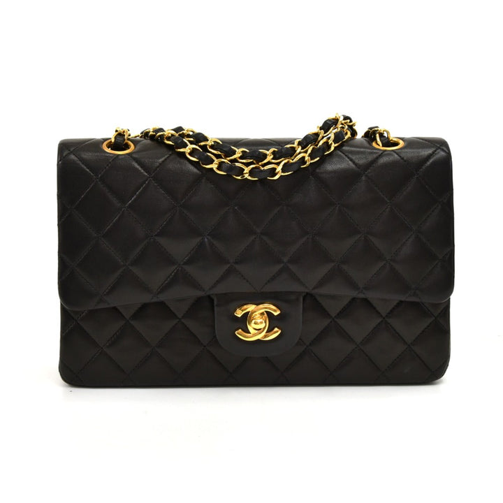 double flap lambskin leather bag