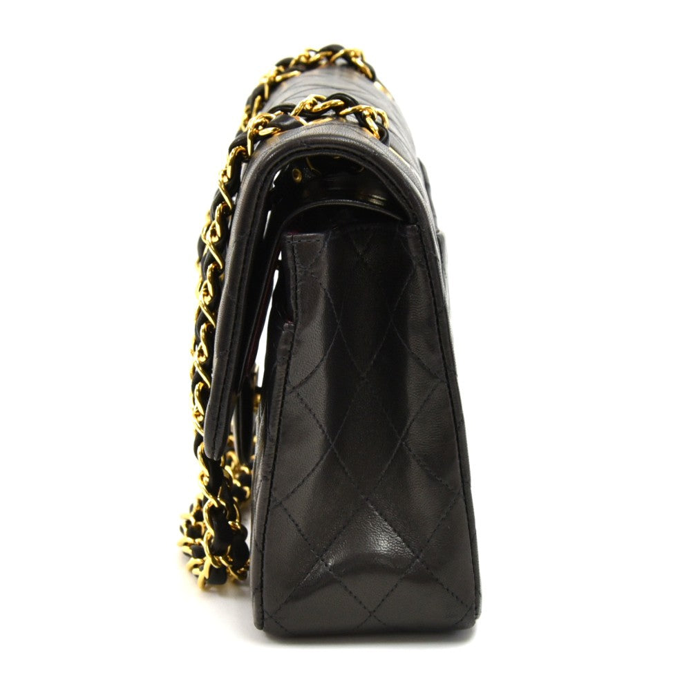 double flap lambskin leather bag