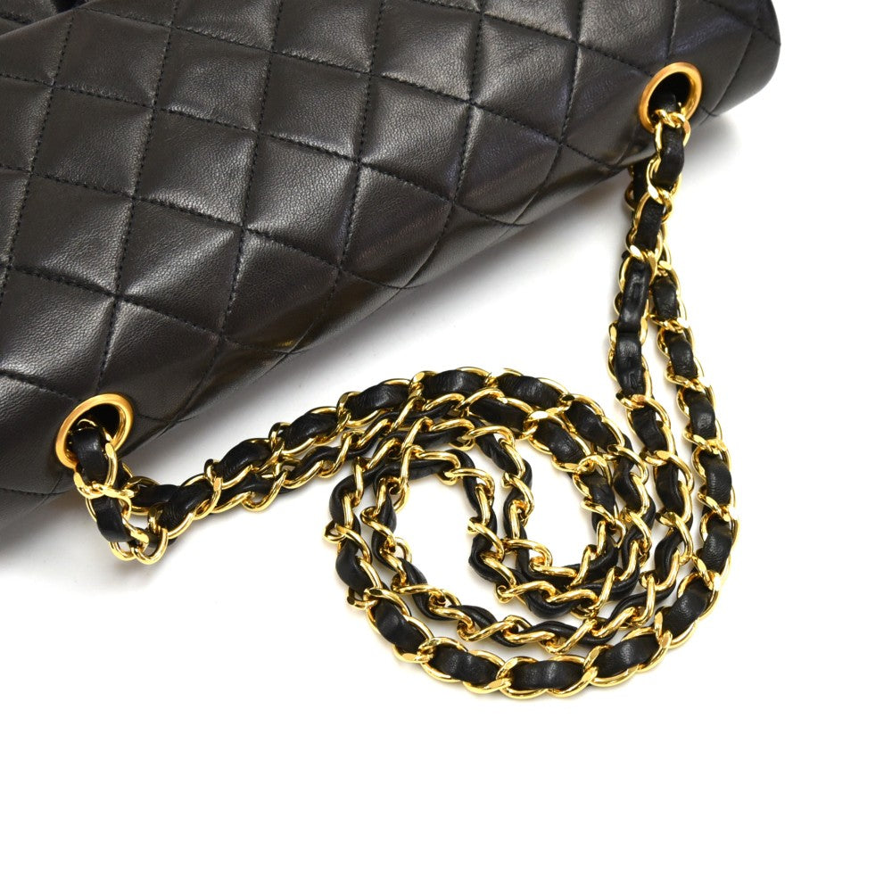 double flap lambskin leather bag