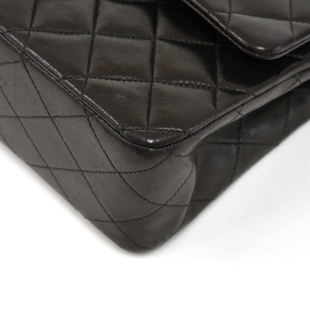double flap lambskin leather bag