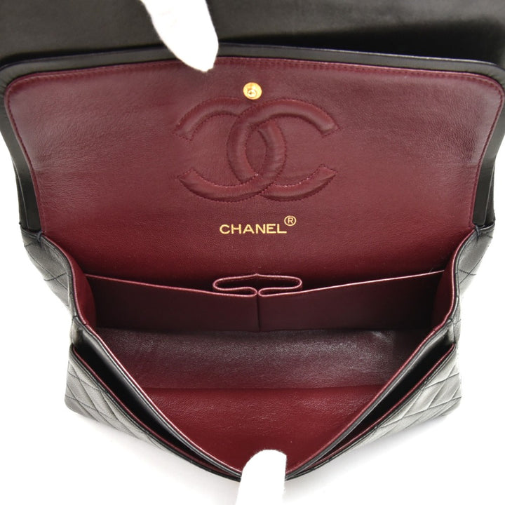 double flap lambskin leather bag