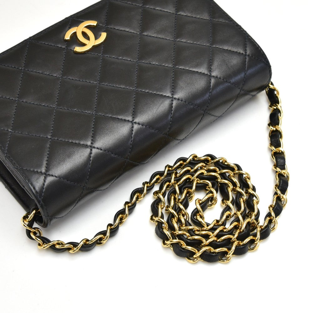 lambskin leather single flap mini bag