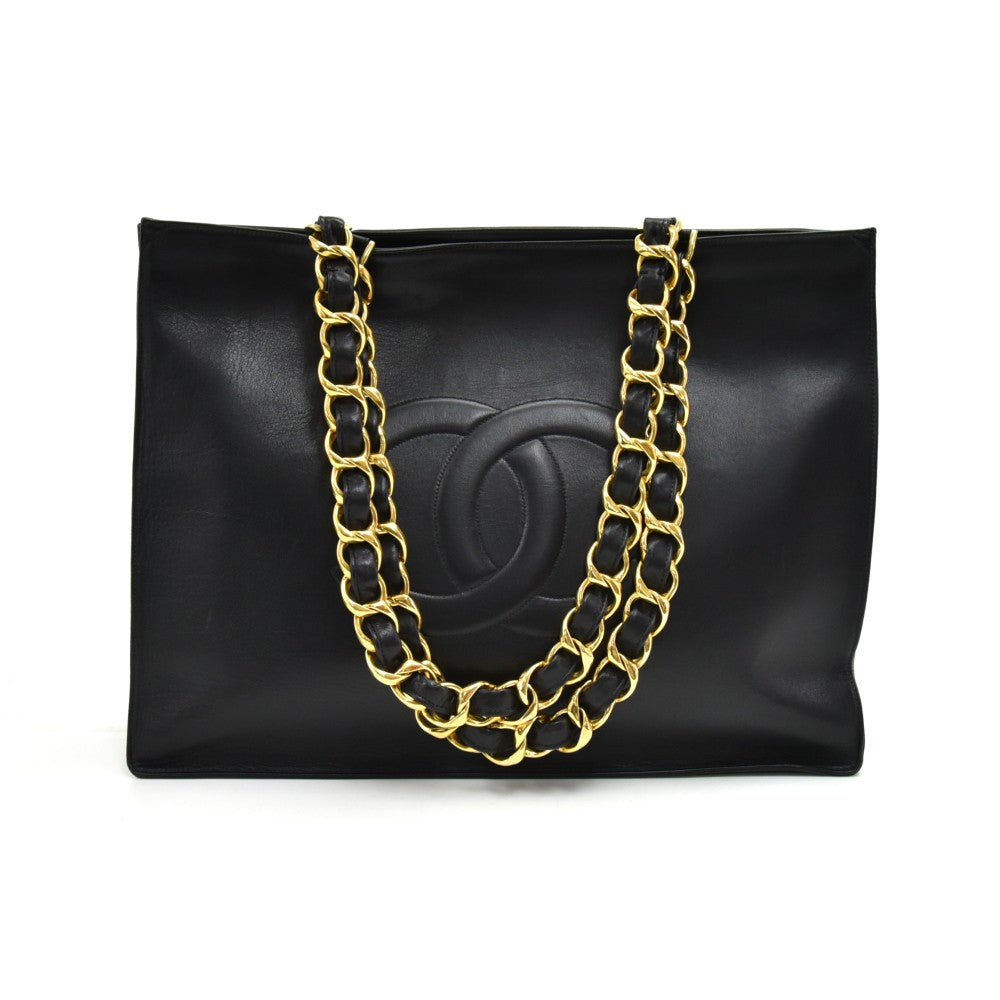 smooth leather jumbo shopping tote bag