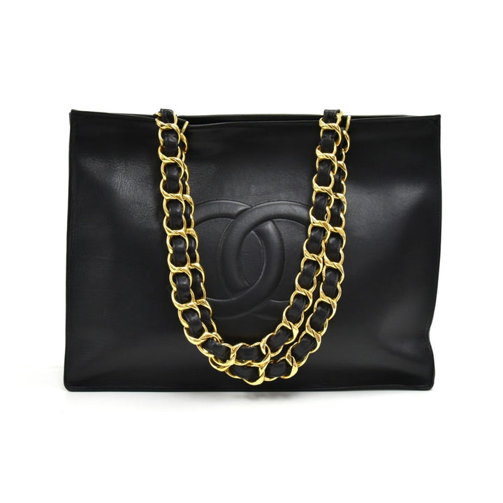 smooth leather jumbo shopping tote bag
