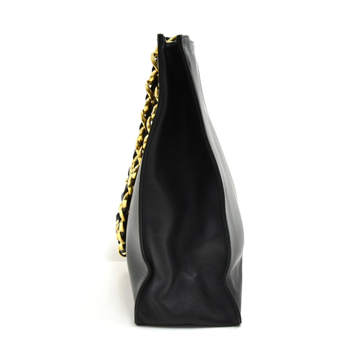 smooth leather jumbo shopping tote bag