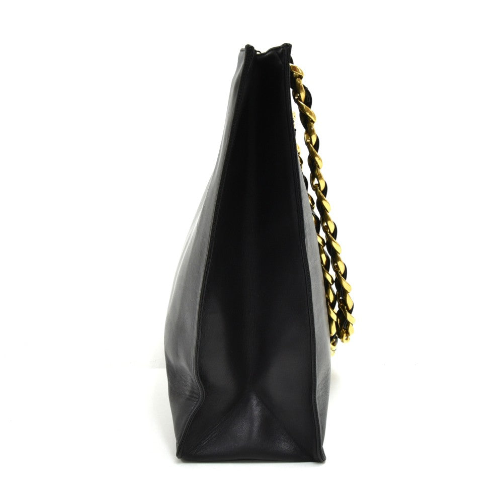 smooth leather jumbo shopping tote bag
