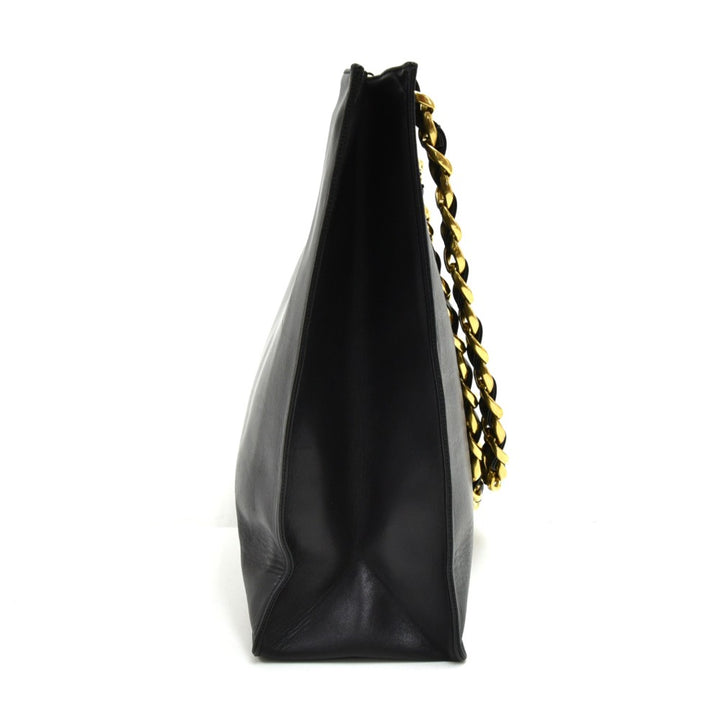 smooth leather jumbo shopping tote bag