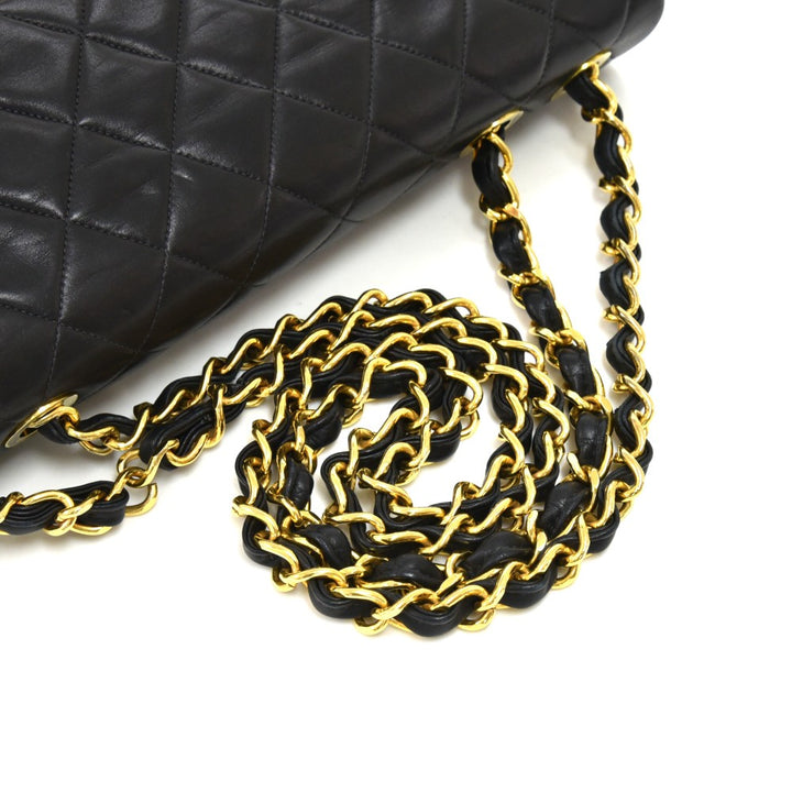 classic single flap maxi lambskin leather bag