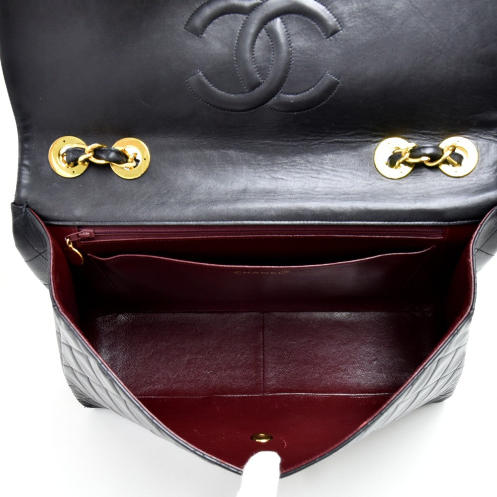 classic single flap maxi lambskin leather bag