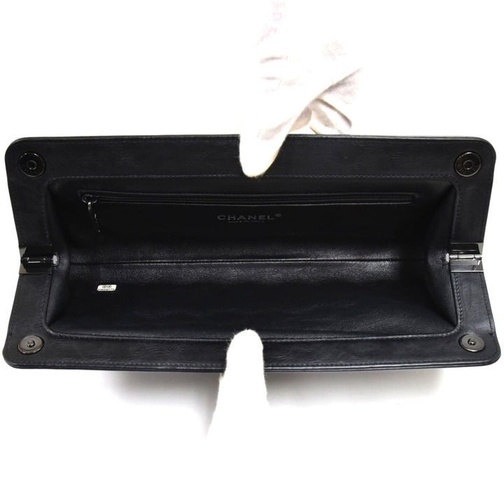 long clutch crinkled calf leather bag