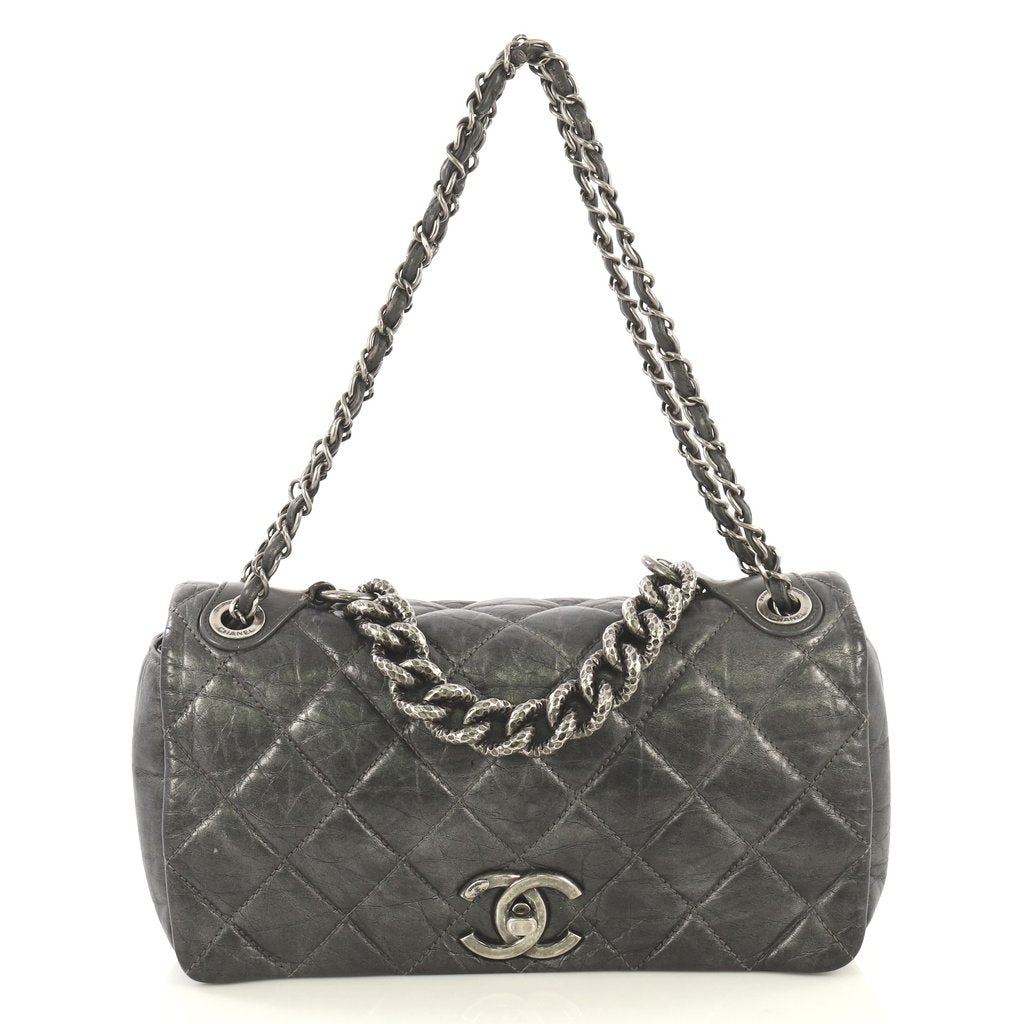 pondichery flap small aged calf leather bag