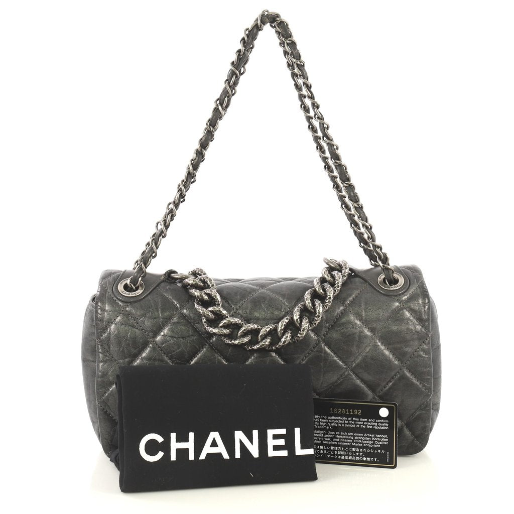 pondichery flap small aged calf leather bag