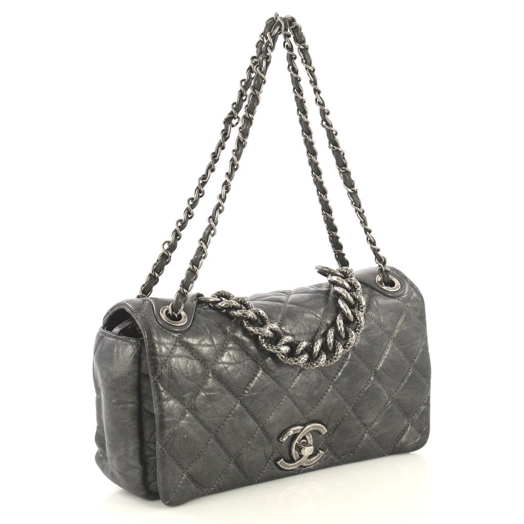 pondichery flap small aged calf leather bag