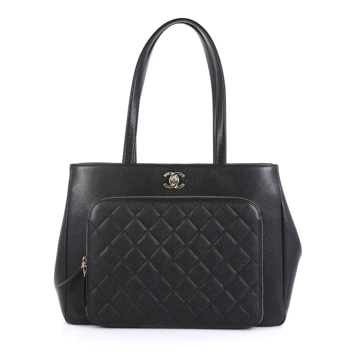 business affinity caviar leather large shopping tote bag