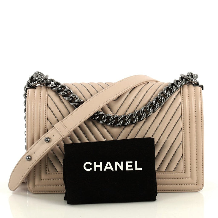 boy flap old medium chevron calf leather bag