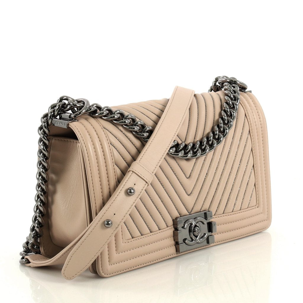 boy flap old medium chevron calf leather bag
