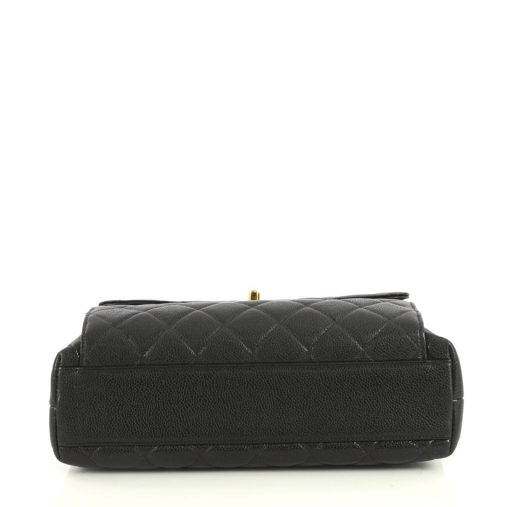 quilted caviar leather shopping tote bag