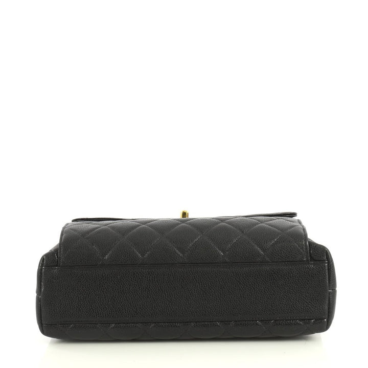 quilted caviar leather shopping tote bag