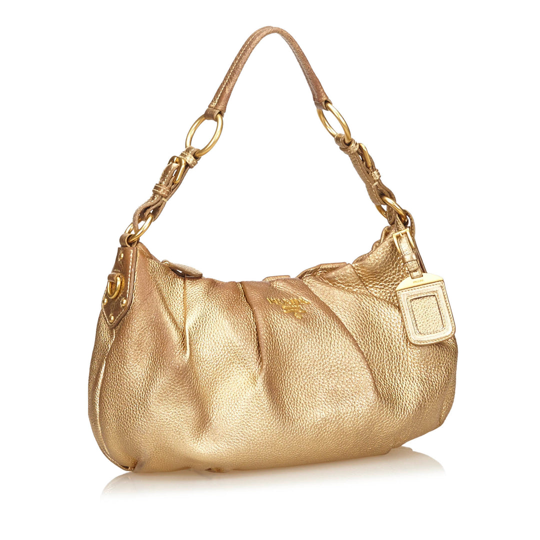 metallic gold leather hobo bag