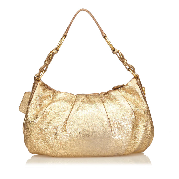 metallic gold leather hobo bag