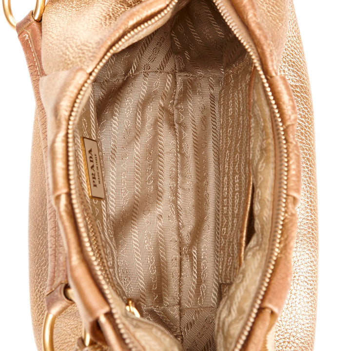 metallic gold leather hobo bag