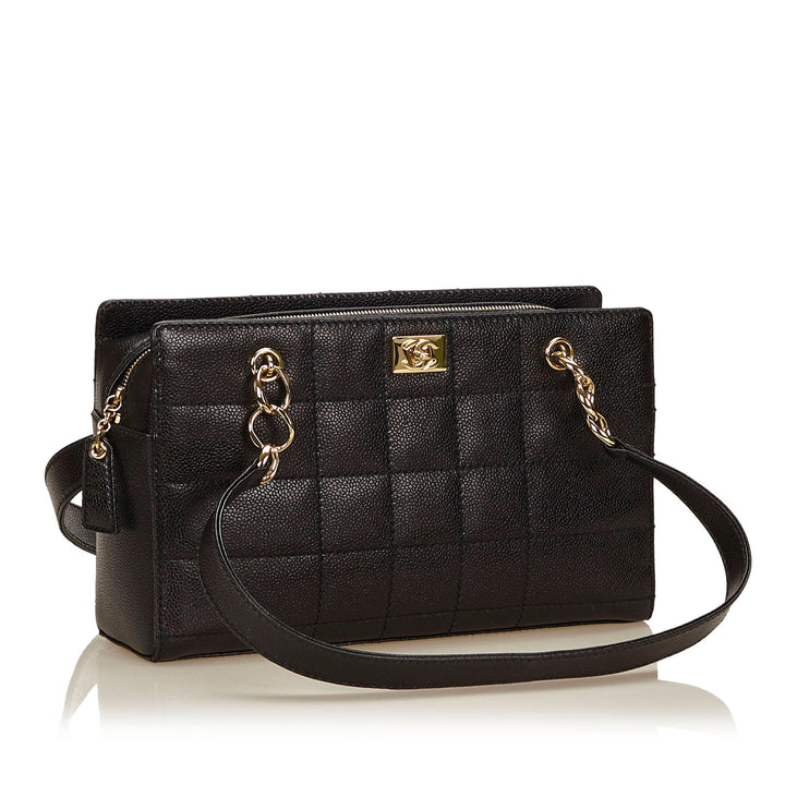 chocolate bar caviar leather shoulder bag