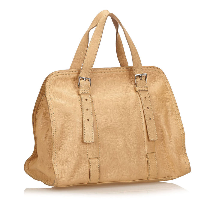 grained calf leather tote bag