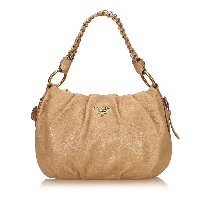 sparkle calf leather hobo bag