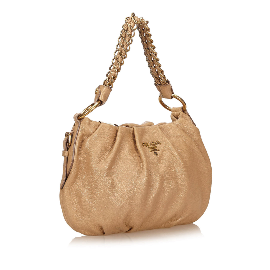 sparkle calf leather hobo bag