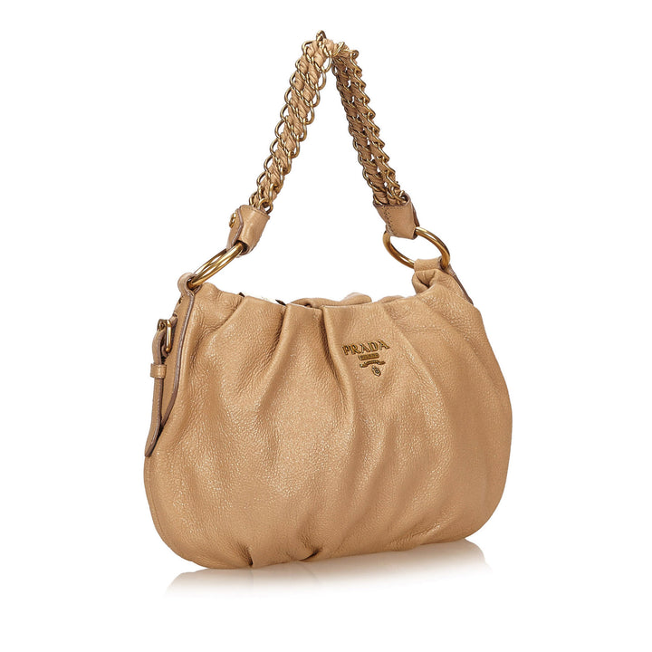 sparkle calf leather hobo bag