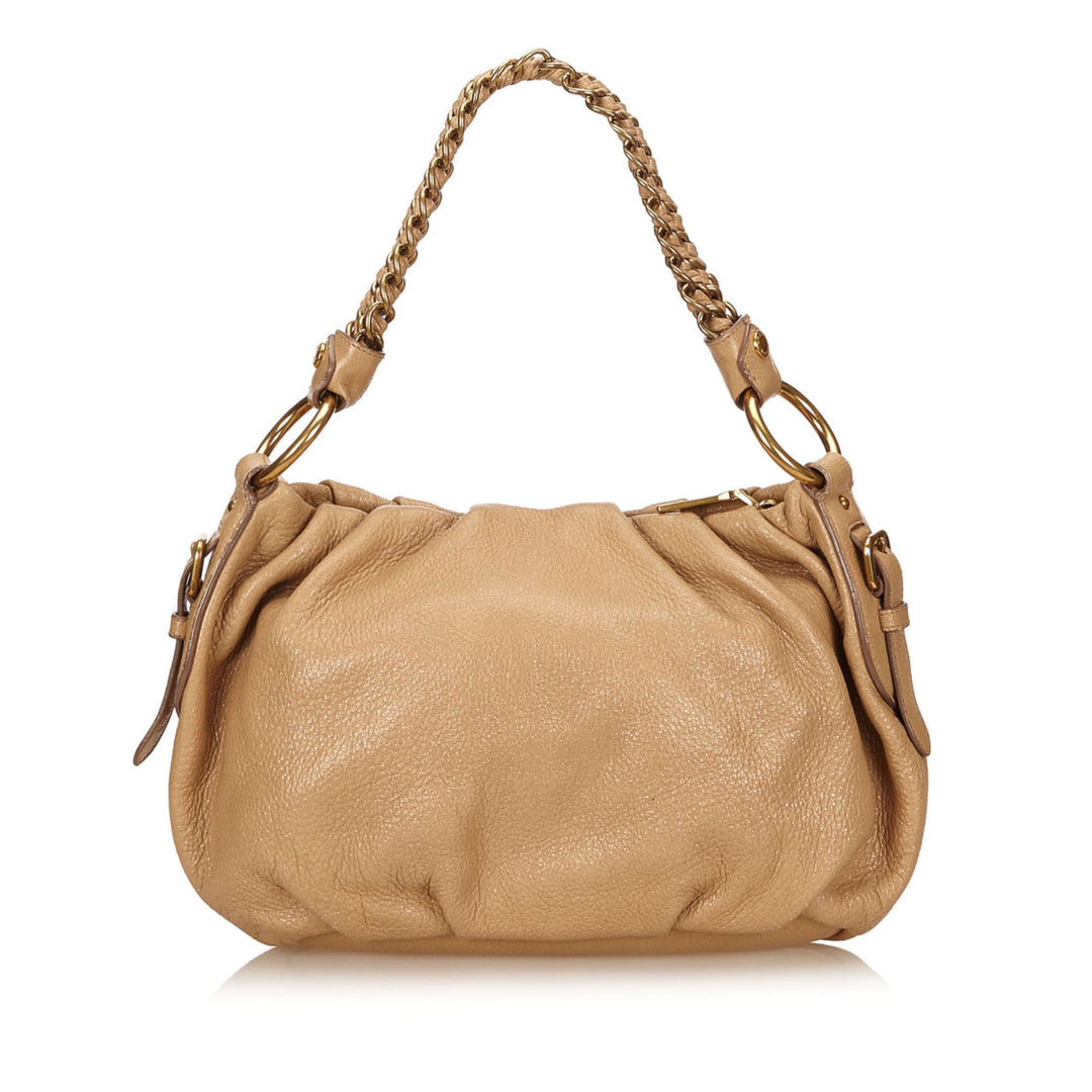 sparkle calf leather hobo bag