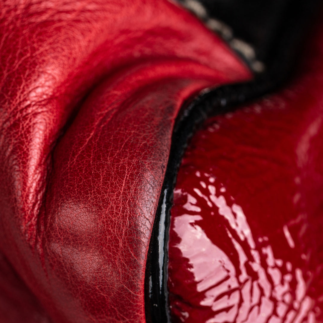 patent leather web weekender bag