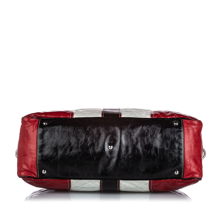 patent leather web weekender bag