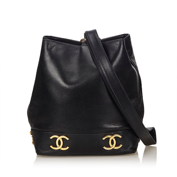 lambskin leather bucket bag