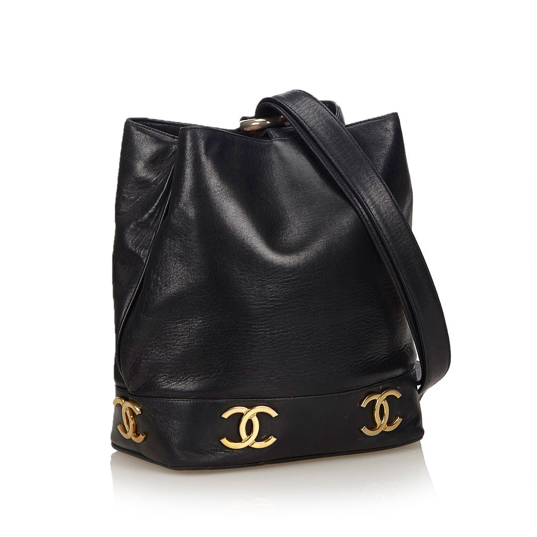 lambskin leather bucket bag