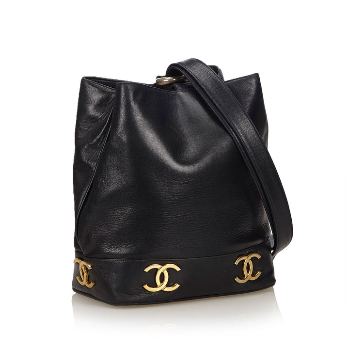 lambskin leather bucket bag