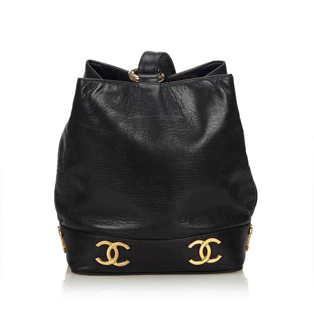 lambskin leather bucket bag