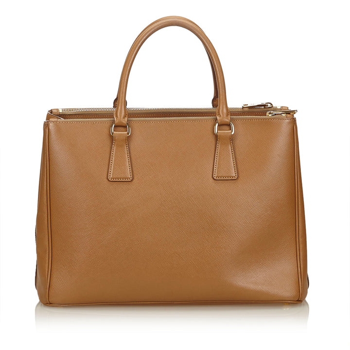 saffiano leather front pocket double-zip bag