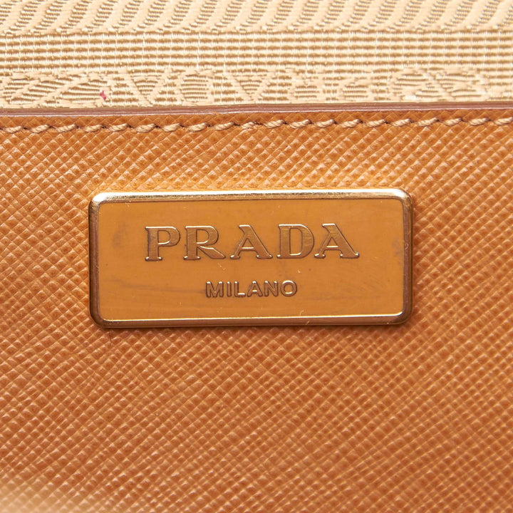 saffiano leather front pocket double-zip bag