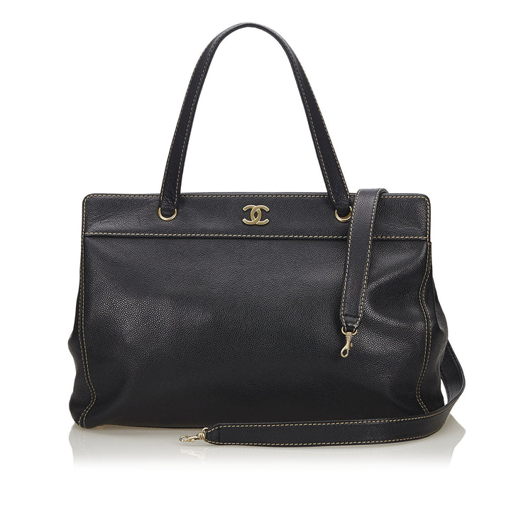 large caviar leather tote bag