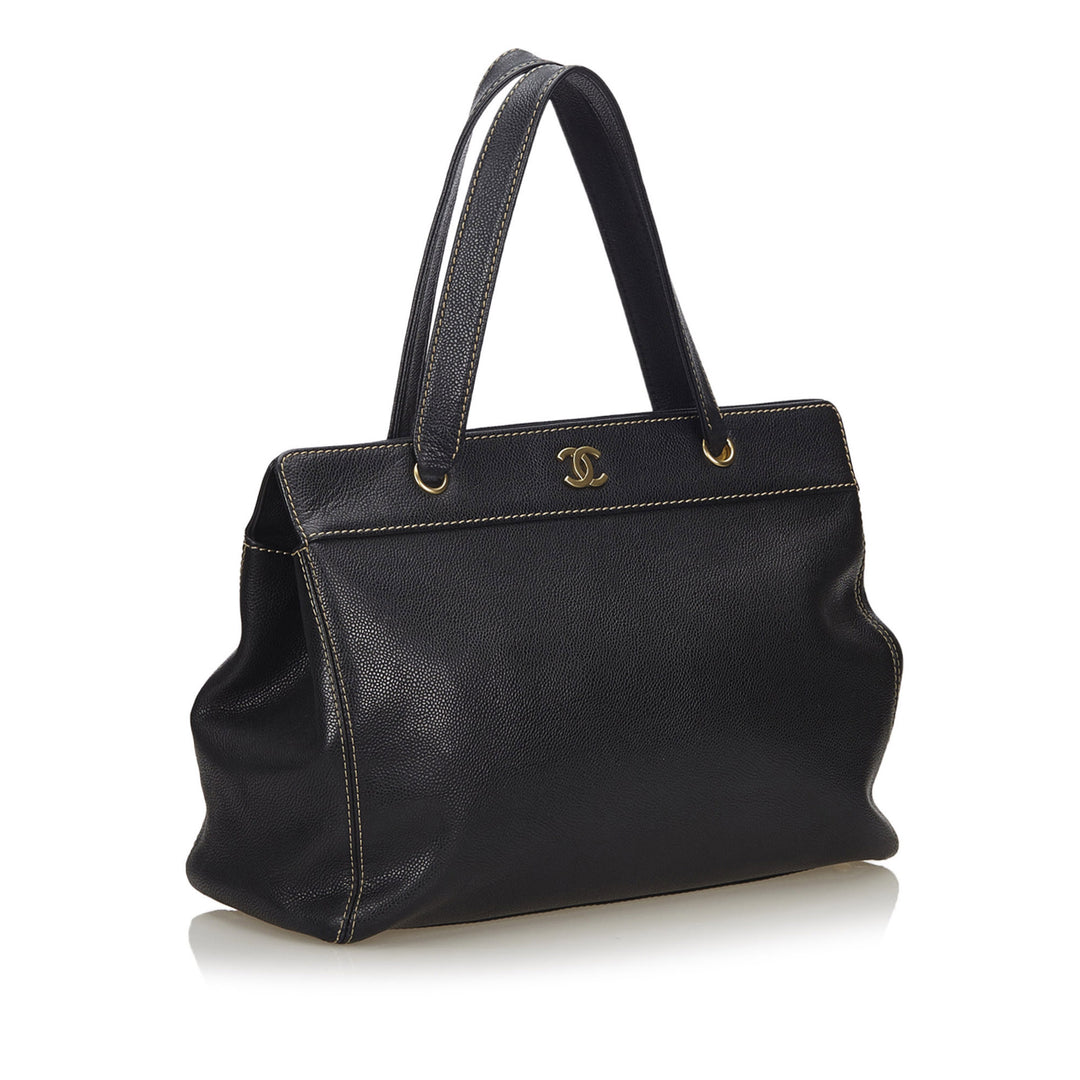 large caviar leather tote bag